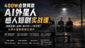 （20052期）400W点赞同款AI外星人感人短剧实战课：拆解分镜+运镜+提示词+二创流程，从爆款案例到独立成片-智培资源网