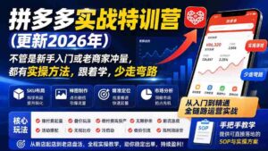 （20092期）拼多多实战特训营(更新26年0827)：不管是新手入门或老商家冲量，都有实操方法，跟着学，少走弯路-智培资源网