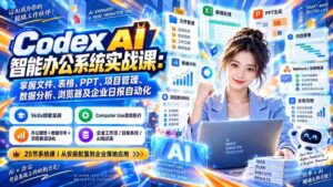Codex AI智能办公系统实战课：掌握文件、表格、PPT、项目管理、数据分析、浏览器及企业日报自动化-智培资源网