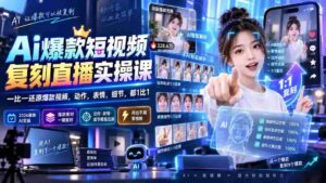 （20304期）最新Ai爆款短视频复刻直播实操课，一比一还原爆款视频，动作，表情，细节，都1比1-智培资源网
