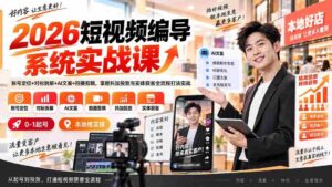 （20305期）2026短视频编导系统实战课：账号定位+对标拆解+AI文案+拍摄剪辑，掌握抖加投放与实体获客全流程打法实战-智培资源网