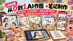 2026年小红书AI创作指南：从零基础到爆款笔记，涵盖条漫、古诗词图绘、绘本制作及运营技巧详解-智培资源网