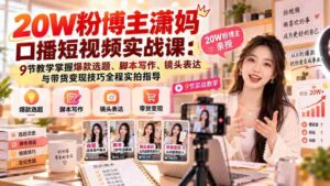 潇妈20万粉丝短视频达人公开课：深度解析9堂爆款视频制作课程，从选题到变现一网打尽！-智培资源网