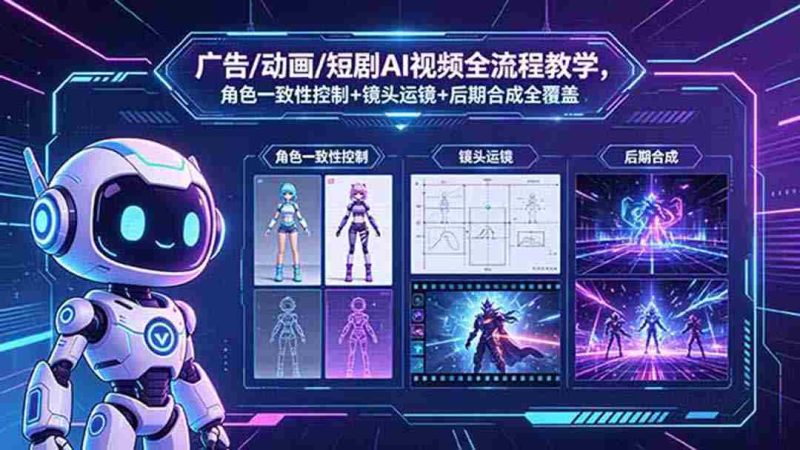（18455期）广告/动画/短剧AI视频全流程教学，角色一致性控制+镜头运镜+后期合成全覆盖-智培资源网