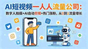 （18864期）AI短视频一人流量公司：数字人拍摄+AI自动剪辑+热门涨粉，从0到1流量增长-智培资源网