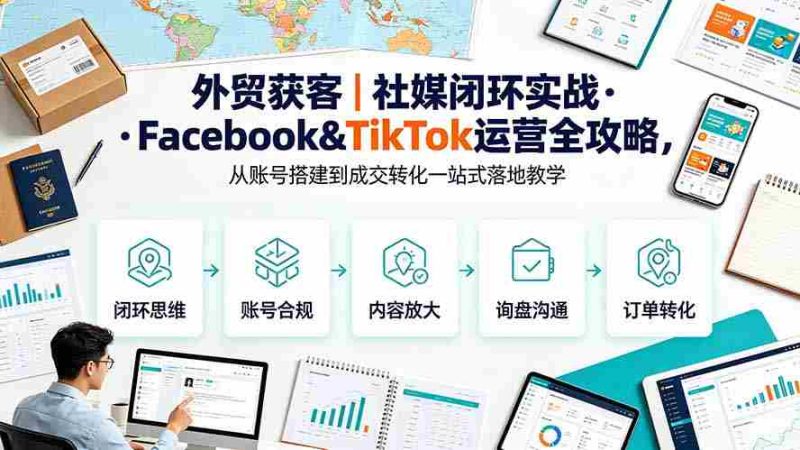 (19526期)外贸获客|社媒闭环实战·Facebook&TikTok运营全攻略,从账号搭建到成交转化一站式落地教学-智培资源网